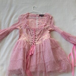 Dolls Kill Pink Lace Dance Dress